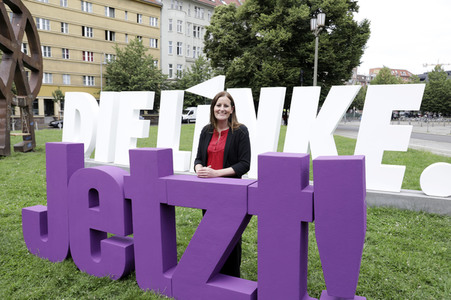 Pressetermin zur Plakatkampagne der Partei Die Linke zur Bundestagsswahl 2021 in Berlin