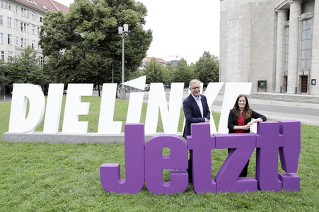 Pressetermin zur Plakatkampagne der Partei Die Linke zur Bundestagsswahl 2021 in Berlin