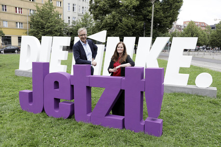 Pressetermin zur Plakatkampagne der Partei Die Linke zur Bundestagsswahl 2021 in Berlin
