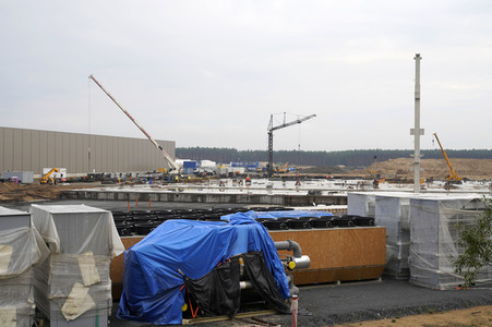 Baustelle der Tesla Gigafactory 4 in Grünheide
