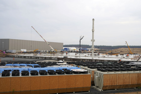 Baustelle der Tesla Gigafactory 4 in Grünheide