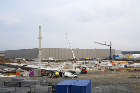 Baustelle der Tesla Gigafactory 4 in Grünheide