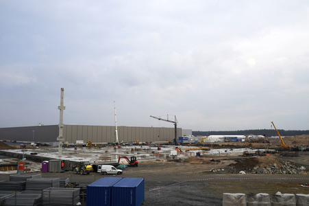 Baustelle der Tesla Gigafactory 4 in Grünheide