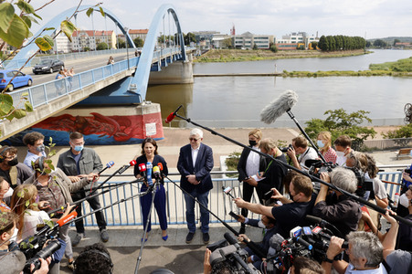 Besuch von Annalena Baerbock und Joschka Fischer in Frankfurt (Oder)