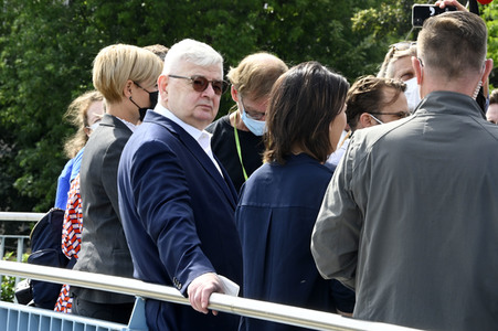 Besuch von Kanlzerkandidatin Annalena Baerbock und Joschka Fischer in Frankfurt (Oder)