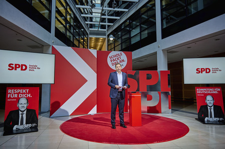 Präsentation der SPD Wahlwerbespots und Wahlplakate in Berlin