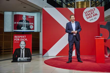 Präsentation der SPD Wahlwerbespots und Wahlplakate in Berlin