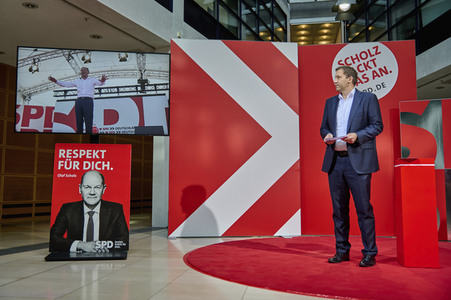 Präsentation der SPD Wahlwerbespots und Wahlplakate in Berlin