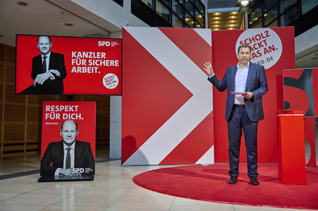Präsentation der SPD Wahlwerbespots und Wahlplakate in Berlin
