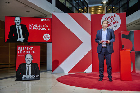 Präsentation der SPD Wahlwerbespots und Wahlplakate in Berlin