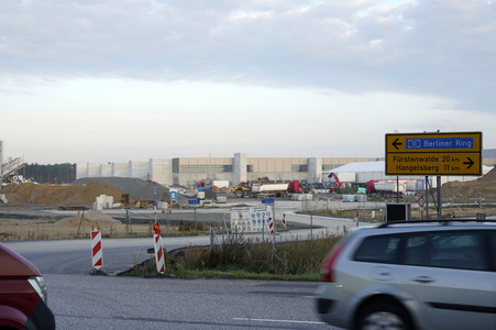 Baustelle der Tesla Gigafactory 4 in Grünheide
