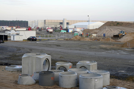 Baustelle der Tesla Gigafactory 4 in Grünheide