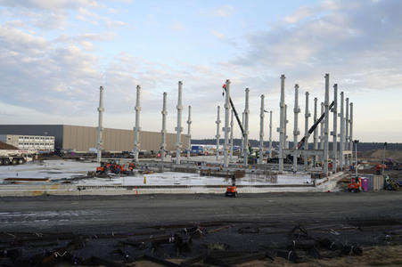 Baustelle der Tesla Gigafactory 4 in Grünheide