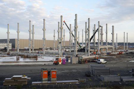 Baustelle der Tesla Gigafactory 4 in Grünheide