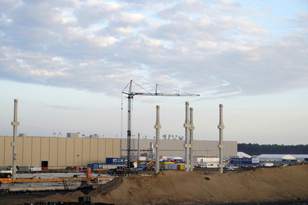 Baustelle der Tesla Gigafactory 4 in Grünheide