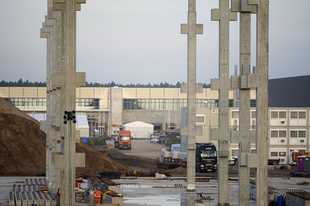Baustelle der Tesla Gigafactory 4 in Grünheide