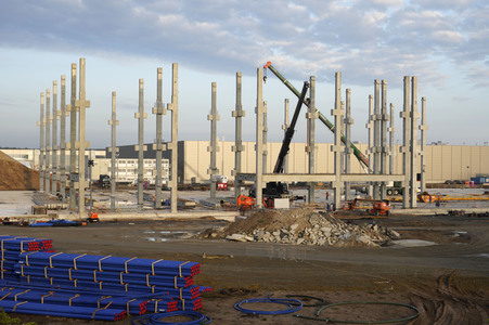 Baustelle der Tesla Gigafactory 4 in Grünheide