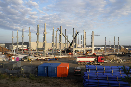 Baustelle der Tesla Gigafactory 4 in Grünheide