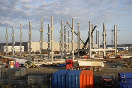 Baustelle der Tesla Gigafactory 4 in Grünheide