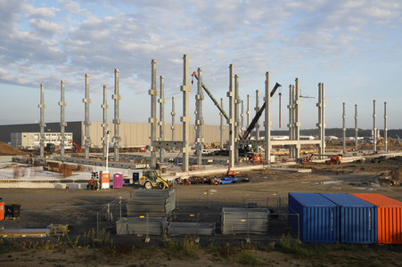 Baustelle der Tesla Gigafactory 4 in Grünheide