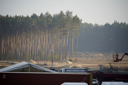 Baustelle der Tesla Gigafactory 4 in Grünheide