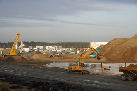 Baustelle der Tesla Gigafactory 4 in Grünheide