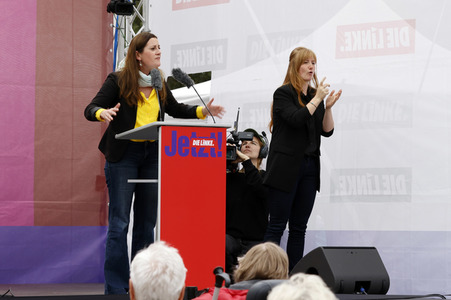 Auftaktveranstaltung zum 48-Stunden-Wahlkampf der Partei Die Linke in Berlin