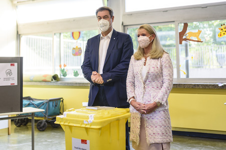 Stimmabgabe von Markus Söder zur Bundestagswahl 2021 in Nürnberg