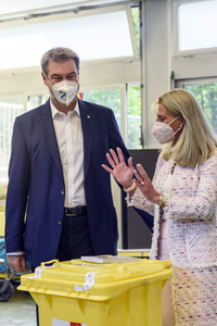 Stimmabgabe von Markus Söder zur Bundestagswahl 2021 in Nürnberg