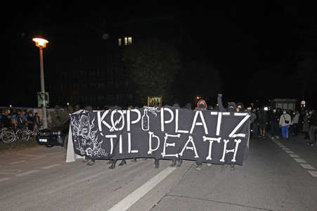 Demonstration gegen Räumung von linkem Wohnprojekt in Berlin