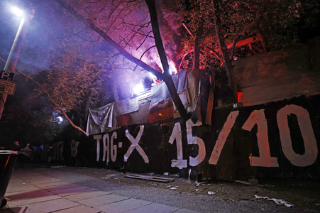 Demonstration gegen Räumung von linkem Wohnprojekt in Berlin