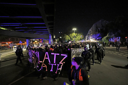 Demonstration gegen Räumung von linkem Wohnprojekt in Berlin