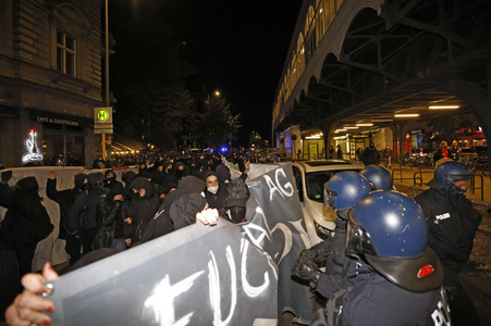 Demonstration gegen Räumung von linkem Wohnprojekt in Berlin