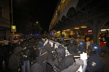 Demonstration gegen Räumung von linkem Wohnprojekt in Berlin