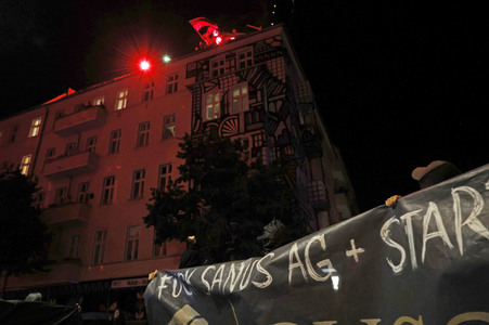 Demonstration gegen Räumung von linkem Wohnprojekt in Berlin
