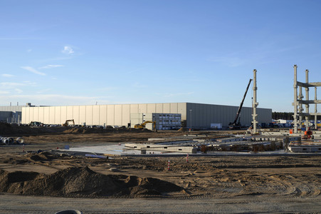 Baustelle der Tesla Gigafactory 4 in Grünheide