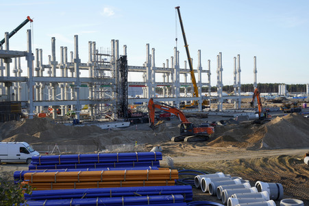 Baustelle der Tesla Gigafactory 4 in Grünheide