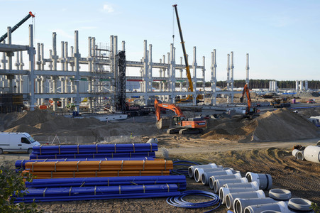 Baustelle der Tesla Gigafactory 4 in Grünheide