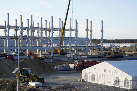 Baustelle der Tesla Gigafactory 4 in Grünheide