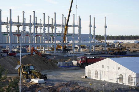 Baustelle der Tesla Gigafactory 4 in Grünheide