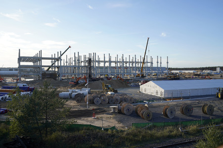 Baustelle der Tesla Gigafactory 4 in Grünheide