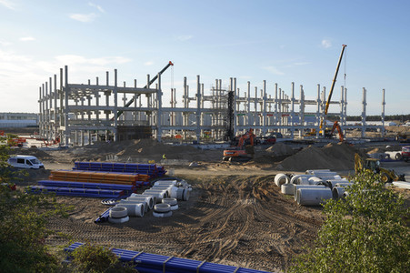 Baustelle der Tesla Gigafactory 4 in Grünheide