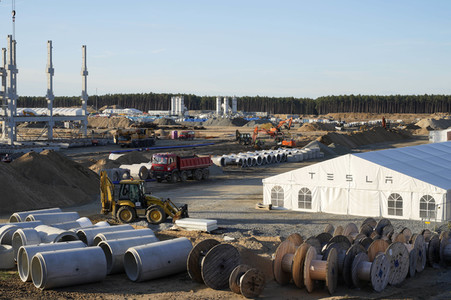 Baustelle der Tesla Gigafactory 4 in Grünheide