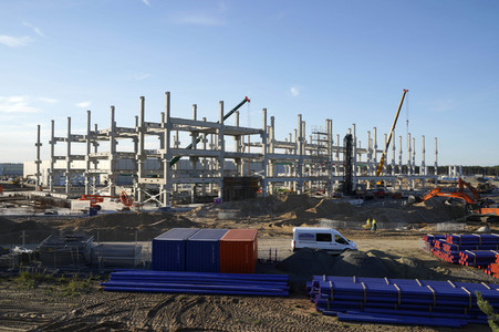 Baustelle der Tesla Gigafactory 4 in Grünheide