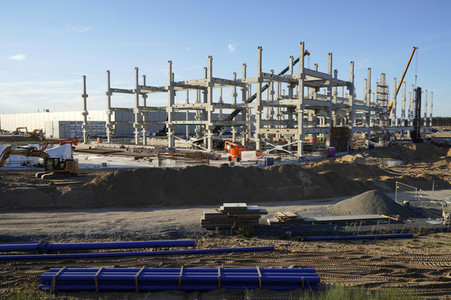 Baustelle der Tesla Gigafactory 4 in Grünheide