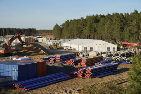 Baustelle der Tesla Gigafactory 4 in Grünheide