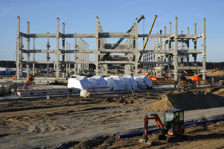 Baustelle der Tesla Gigafactory 4 in Grünheide