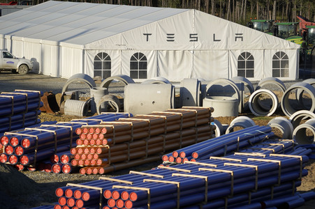 Baustelle der Tesla Gigafactory 4 in Grünheide