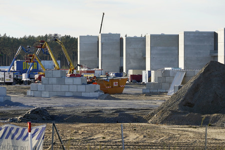 Baustelle der Tesla Gigafactory 4 in Grünheide