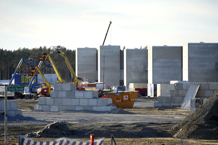 Baustelle der Tesla Gigafactory 4 in Grünheide